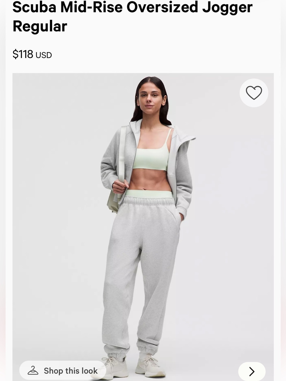 EUC Lululemon Athletica Scuba Oversized Joggers in Light Gray